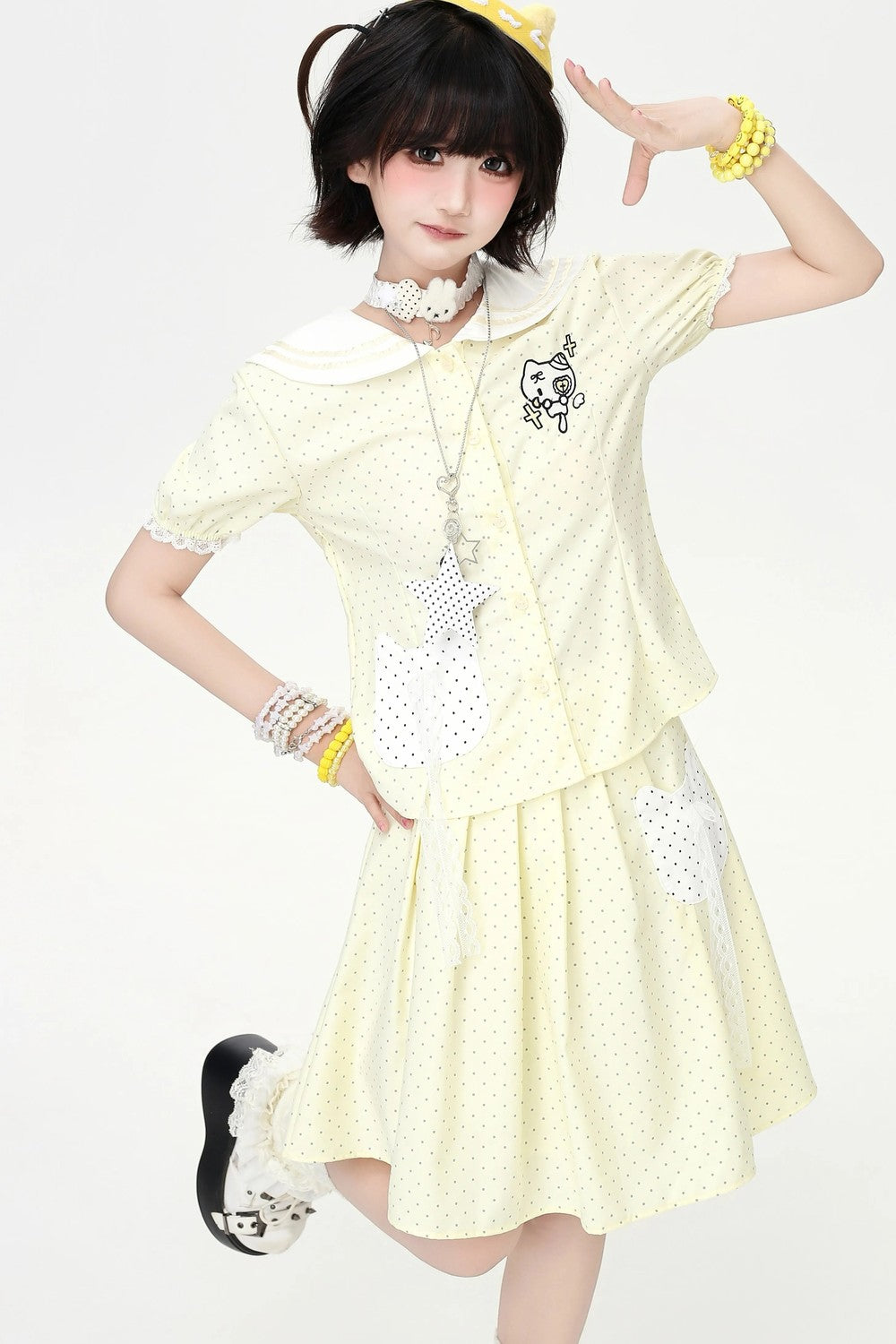 Polka Dot Cat Sailor Set