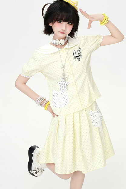 Polka Dot Cat Sailor Set