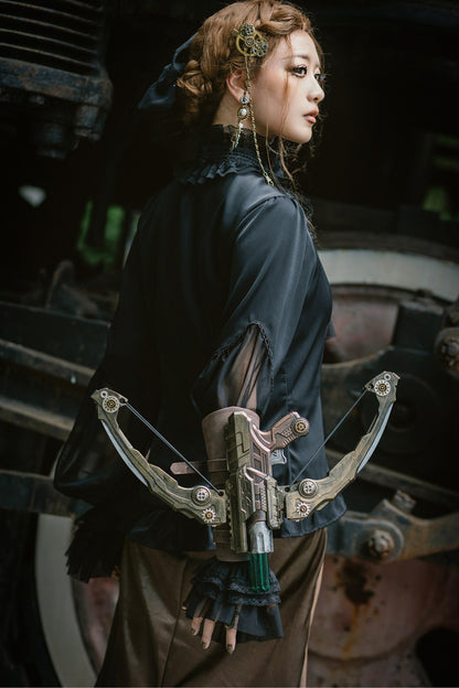 Chemise gothique à manches longues avec dentelle et volants