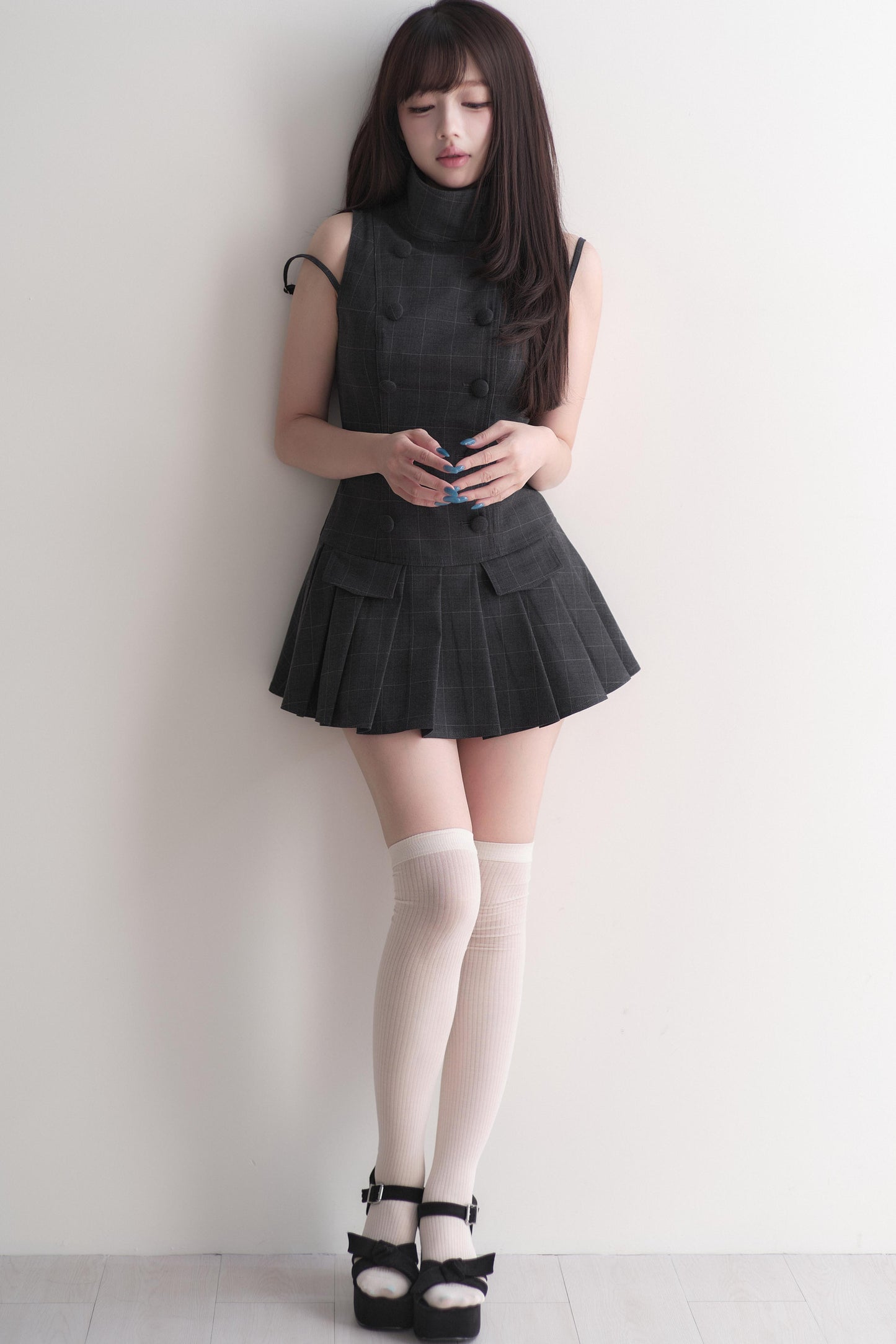 ダブルボタン量産型ミニワンピース＋パンツ
