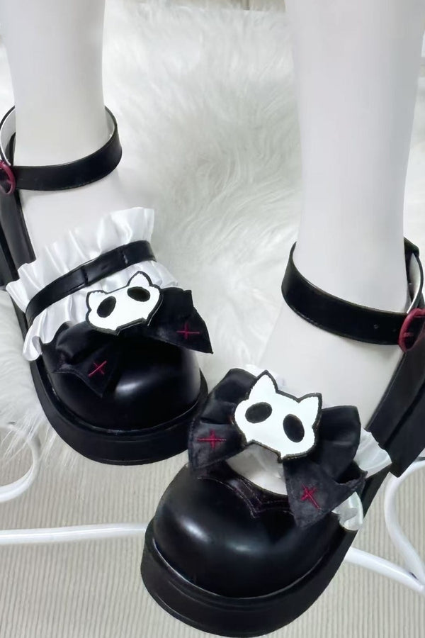 Midnight Skull Cat Platform Shoes