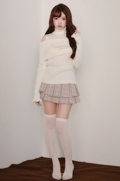 Off-Shoulder Shawl Pullover Sweater