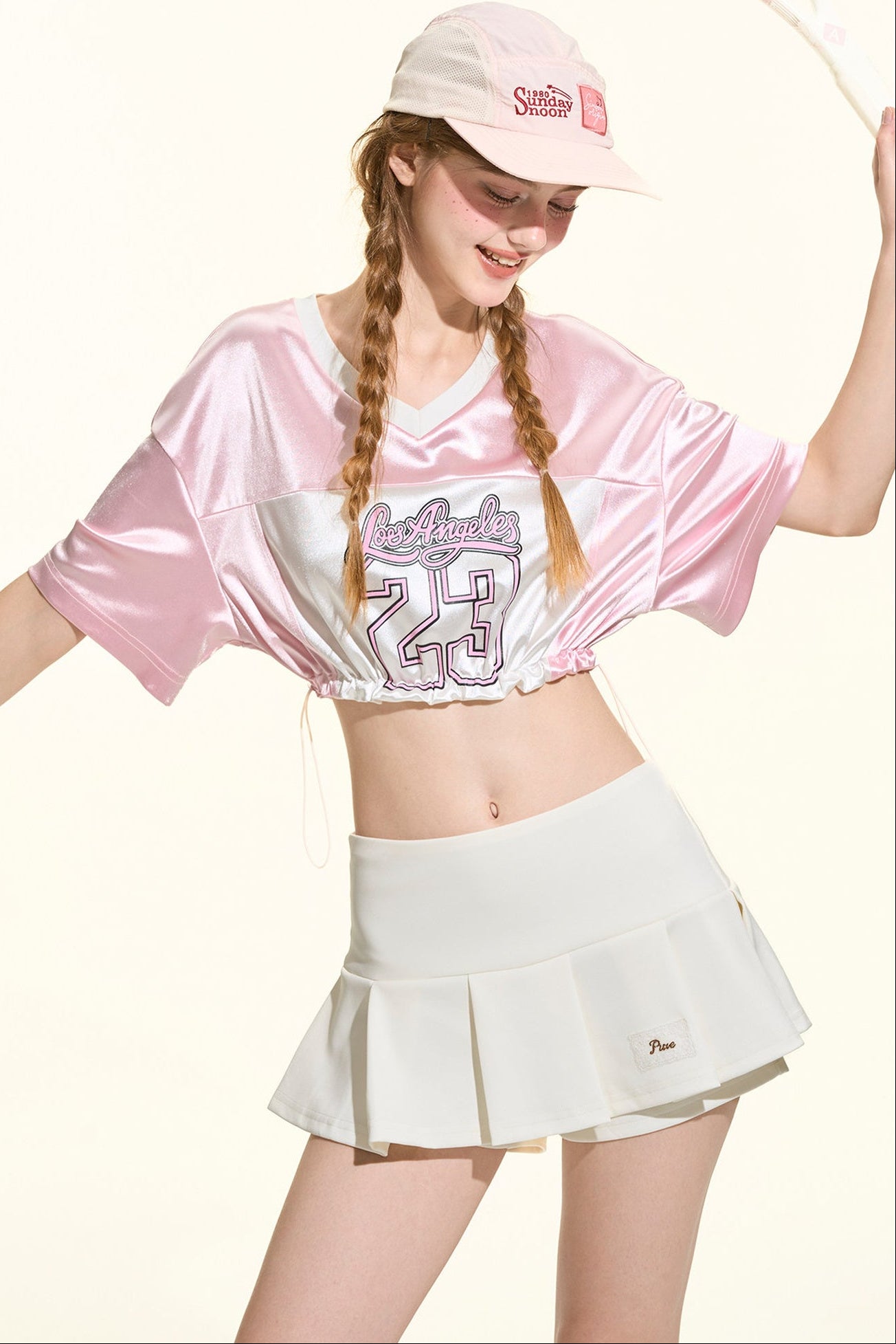 ピンクサテンスポーツTシャツ