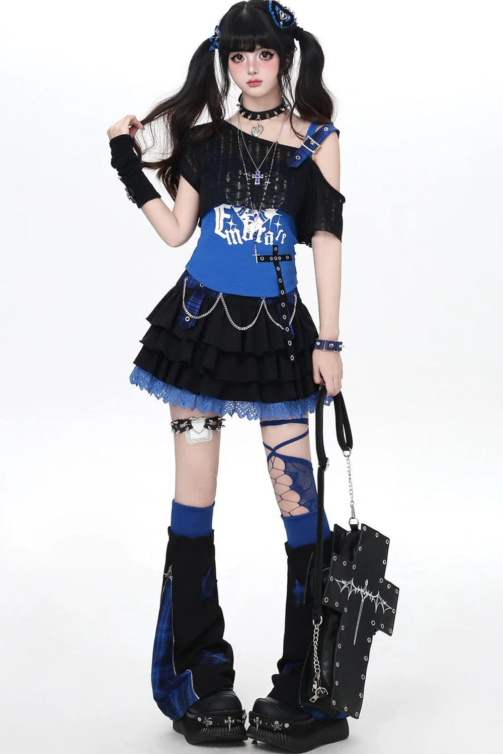 Dark Chain Subculture Cross Skirt