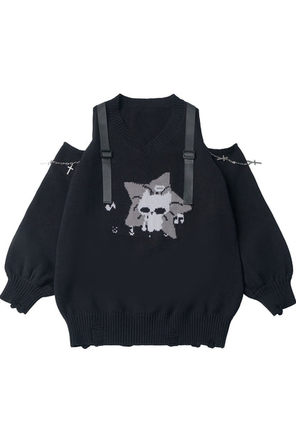 Interstellar Roaming Knit Sweater Vest With Tie and Pants Set-Up