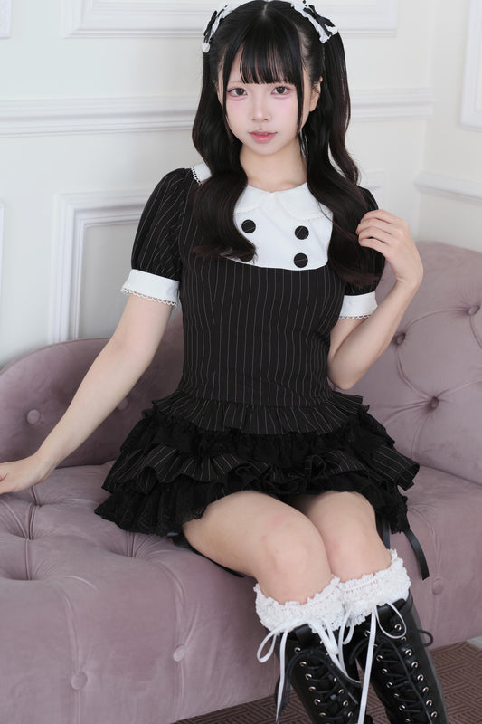 Plaid Striped Top and Skirt Set