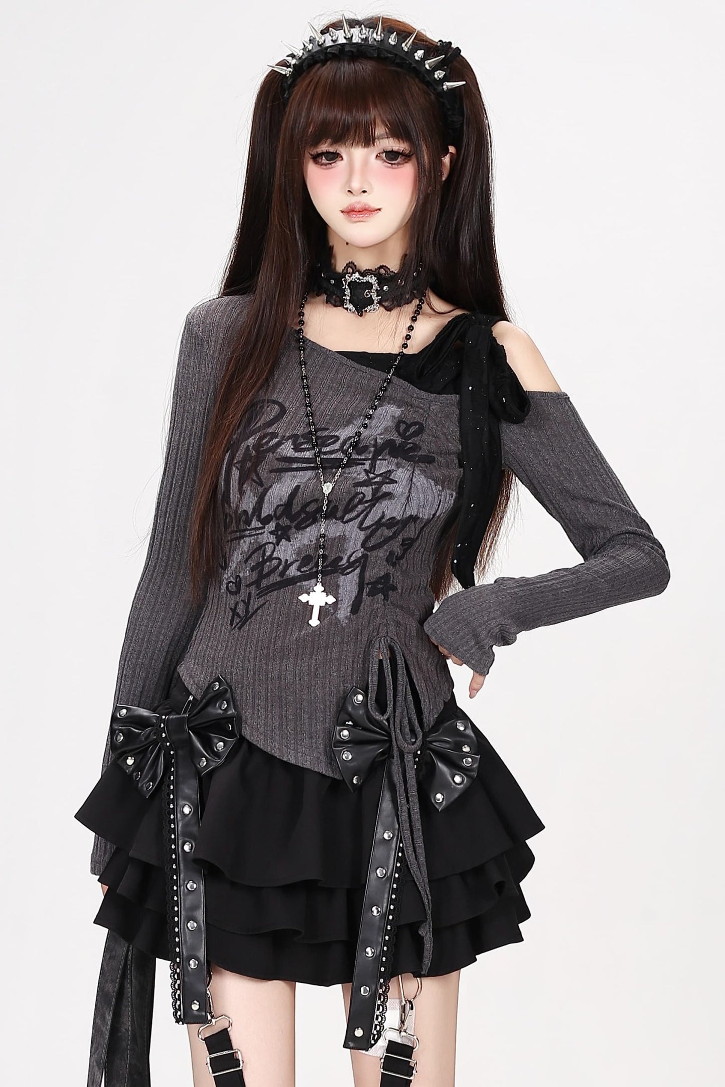 Midnight Rebel Bow Mini Skirt