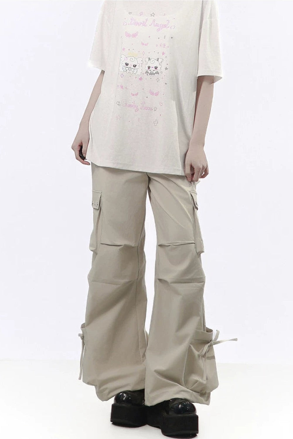 Studded Gathered Cargo Pants