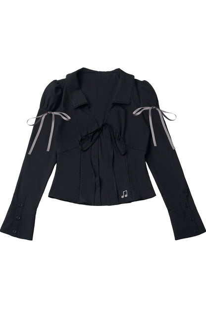 Vintage Strings Lace Double-Layered Suspender Dress Shirt Set-Up