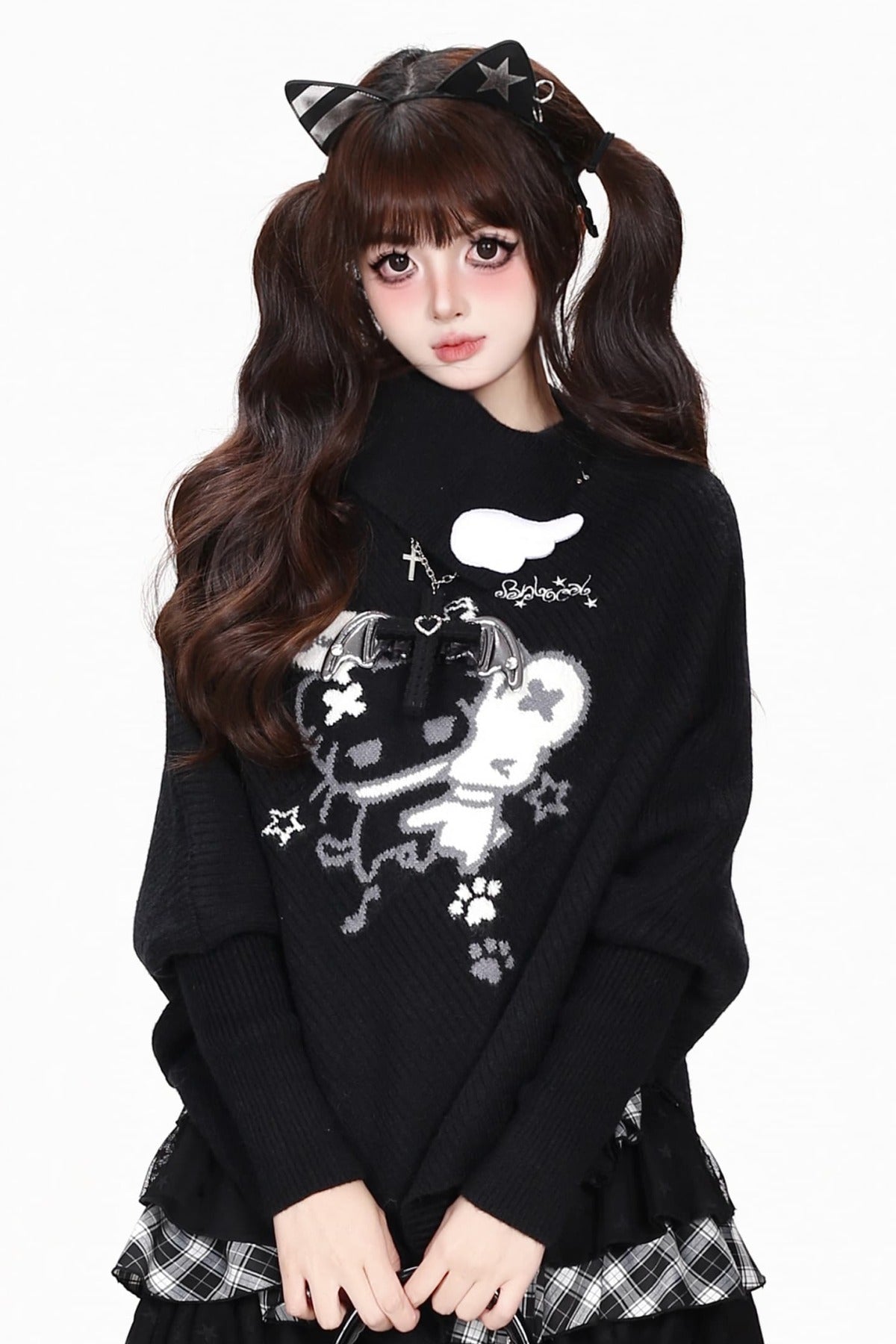 Cartoon Mouse Knit Cape Sweater