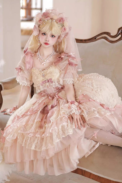 Rose-Schleifen-Gorgeous-Prinzessinnen-Lolita-Kleid