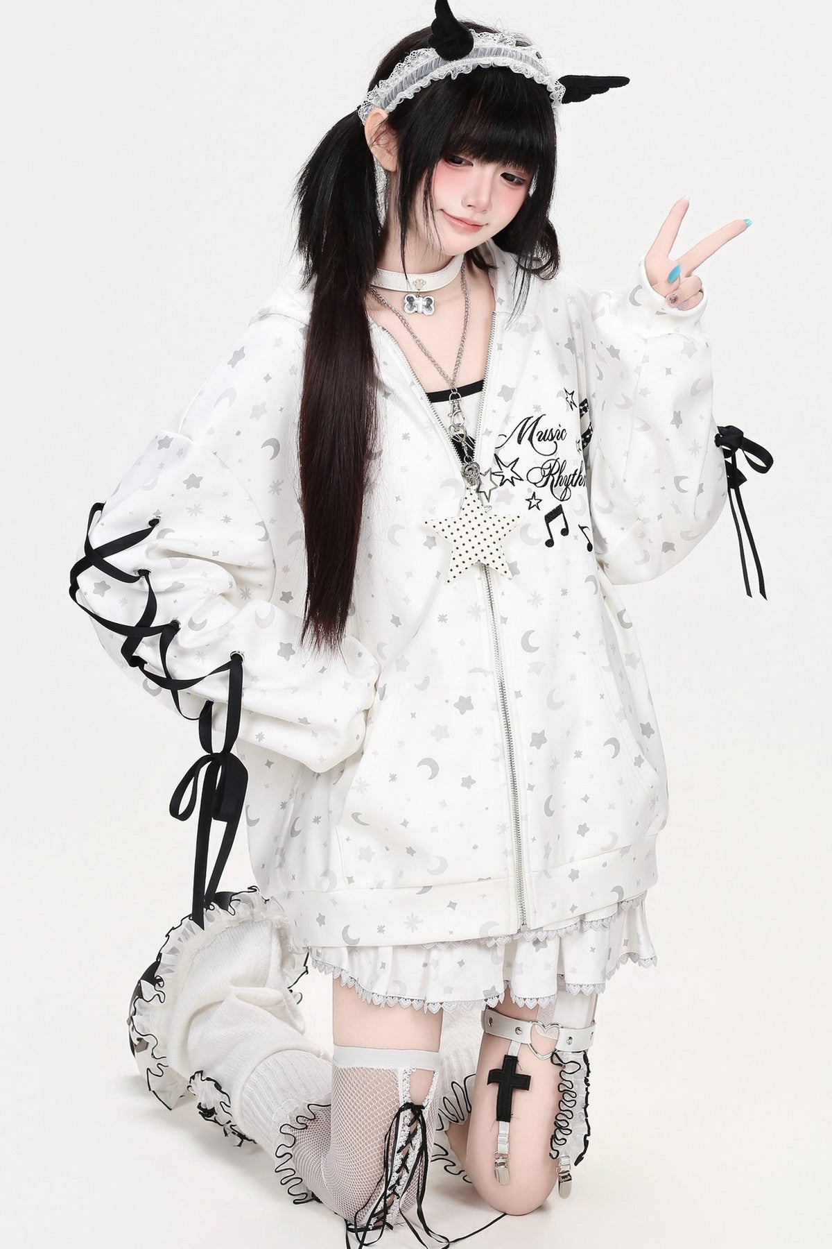 Star Night Hooded Jacket Skirt Set-Up