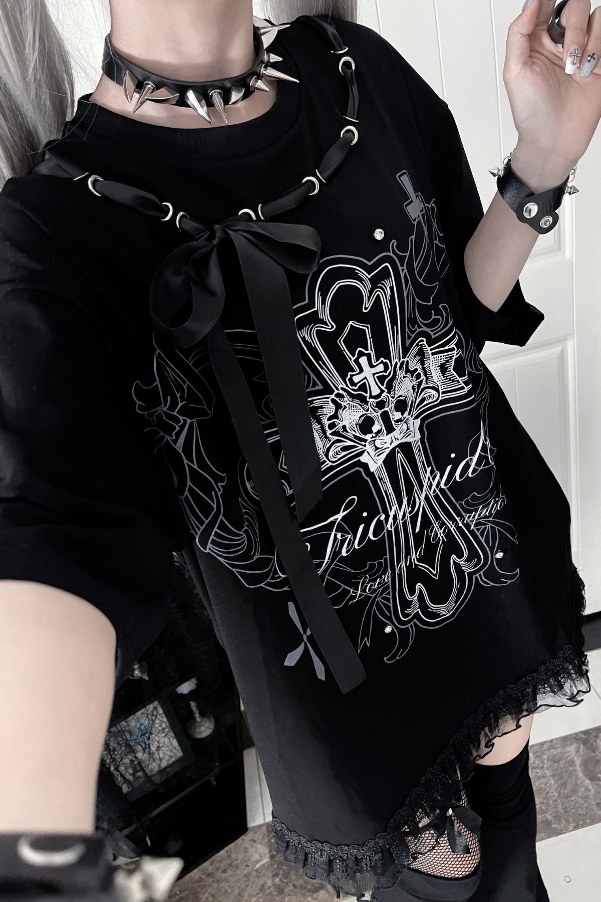 Camiseta holgada de manga corta Night Blood carta de amor