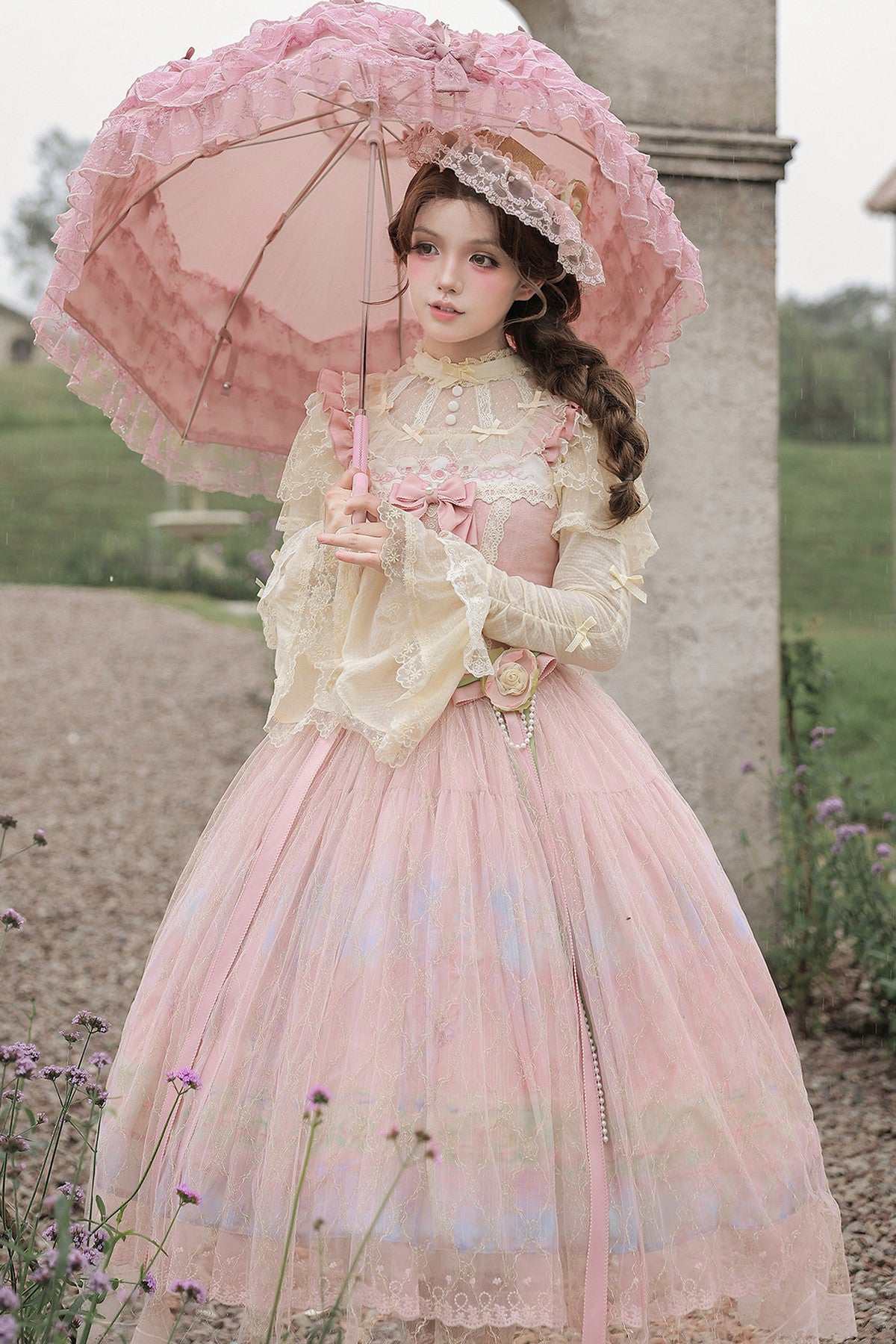 Ölgemälde-Lolita-JSK-Set mit hoher Taille