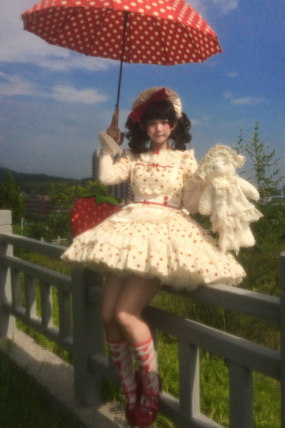 Cotton Polka Dot Print OP Dress Set-Up