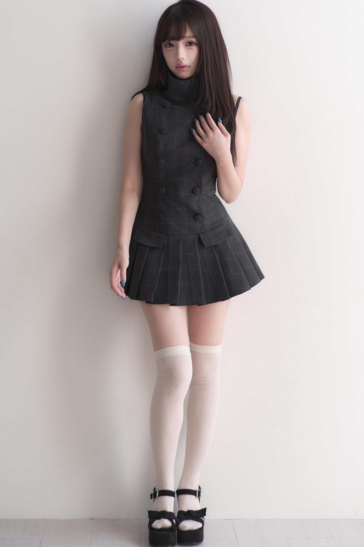 ダブルボタン量産型ミニワンピース＋パンツ