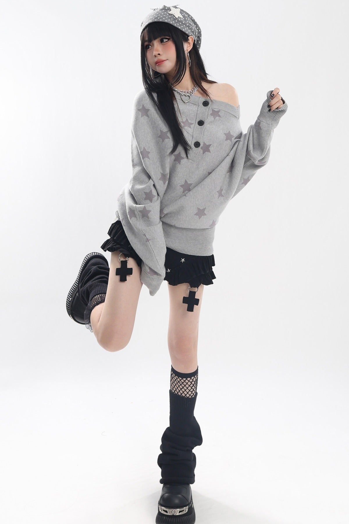 Star Batwing Knit Sweater