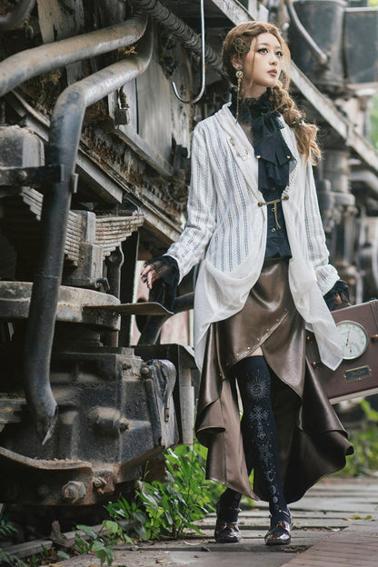 Weiße Gothic-Strickjacke mit Spitze