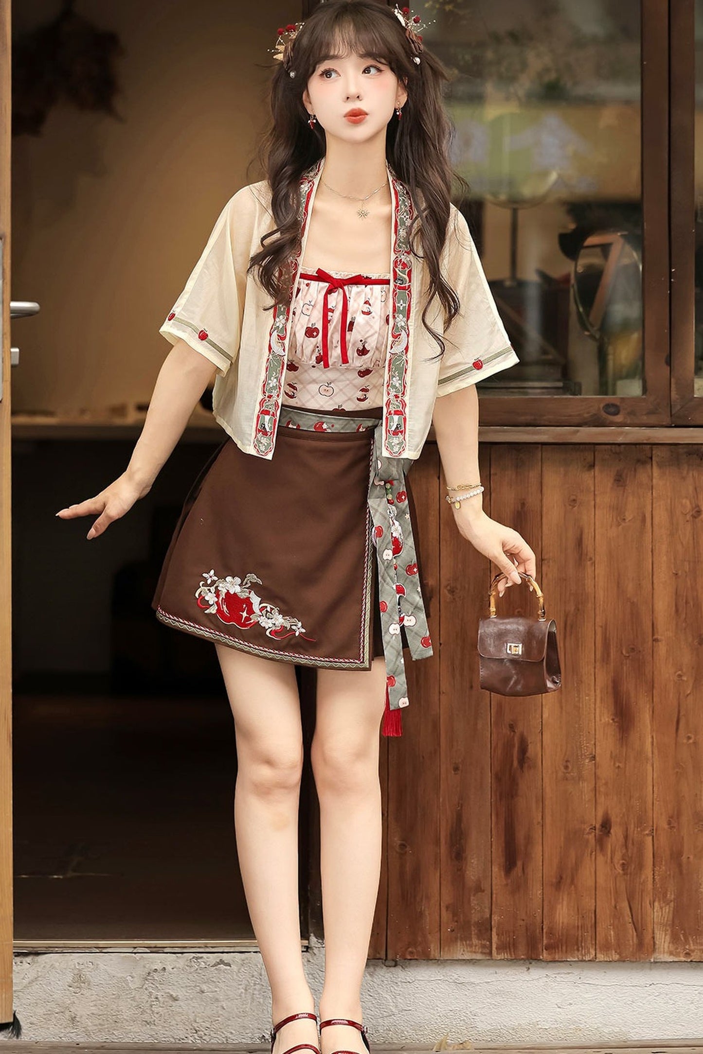 Little Apple New Chinese Style Suspender Skirt and Top Set-Up