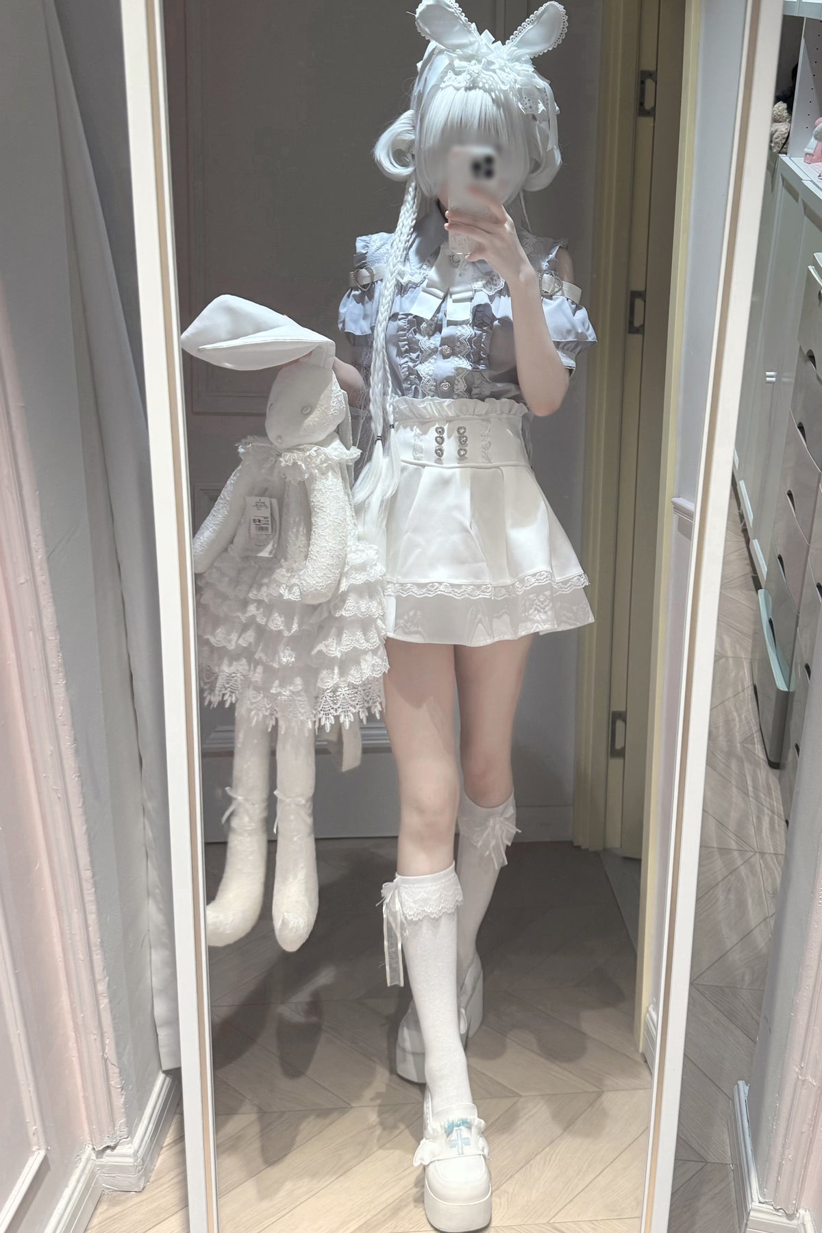Cherry Short-Sleeve Shirt and Skirt Set-Up