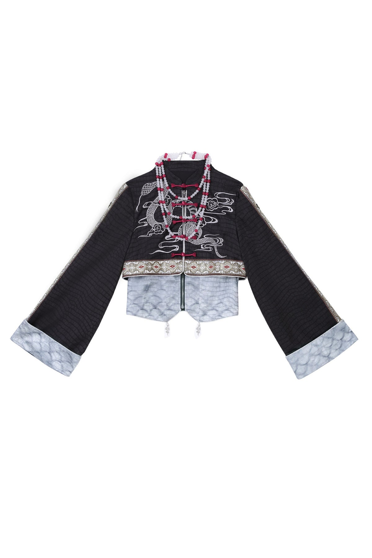 黑色武術漢服上衣與長褲套裝