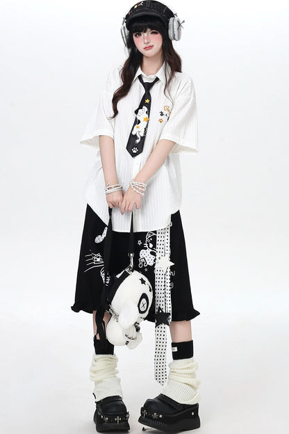 Embroidered Cat Blouse