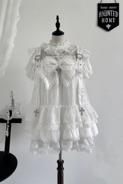 Ensemble robe à lacets croisés et boutons floraux