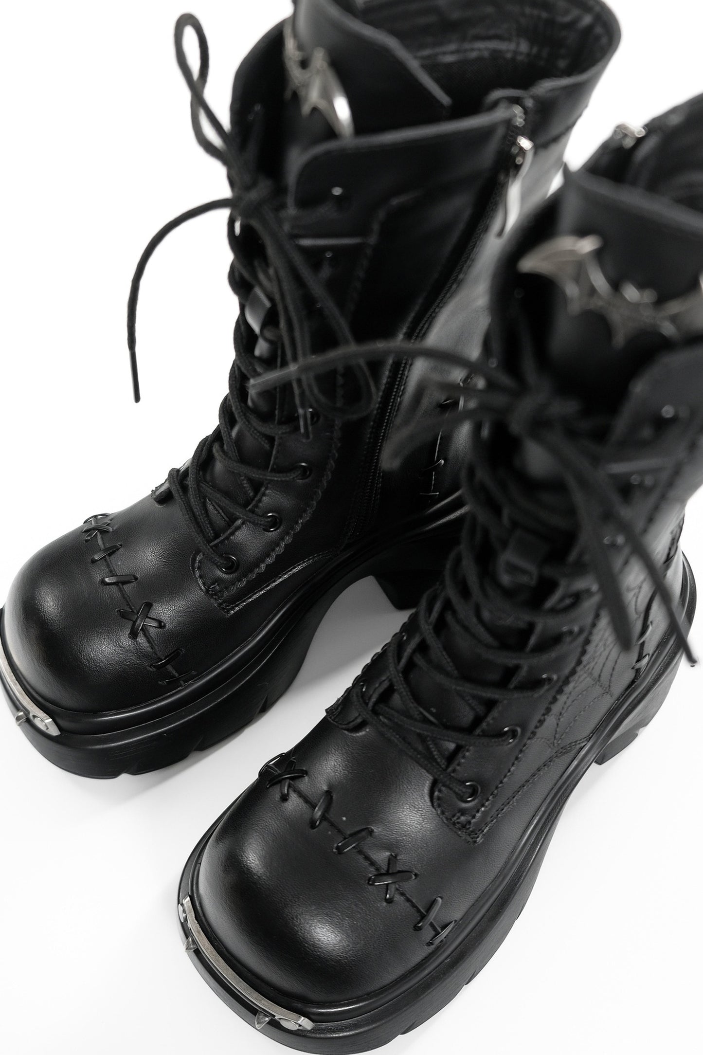 Spider Web Bat Nameplate Platform Boots