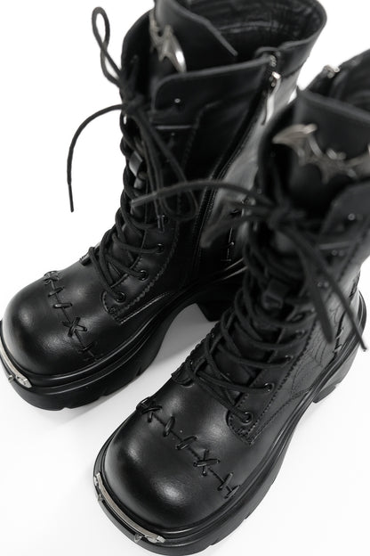 Spider Web Bat Nameplate Platform Boots