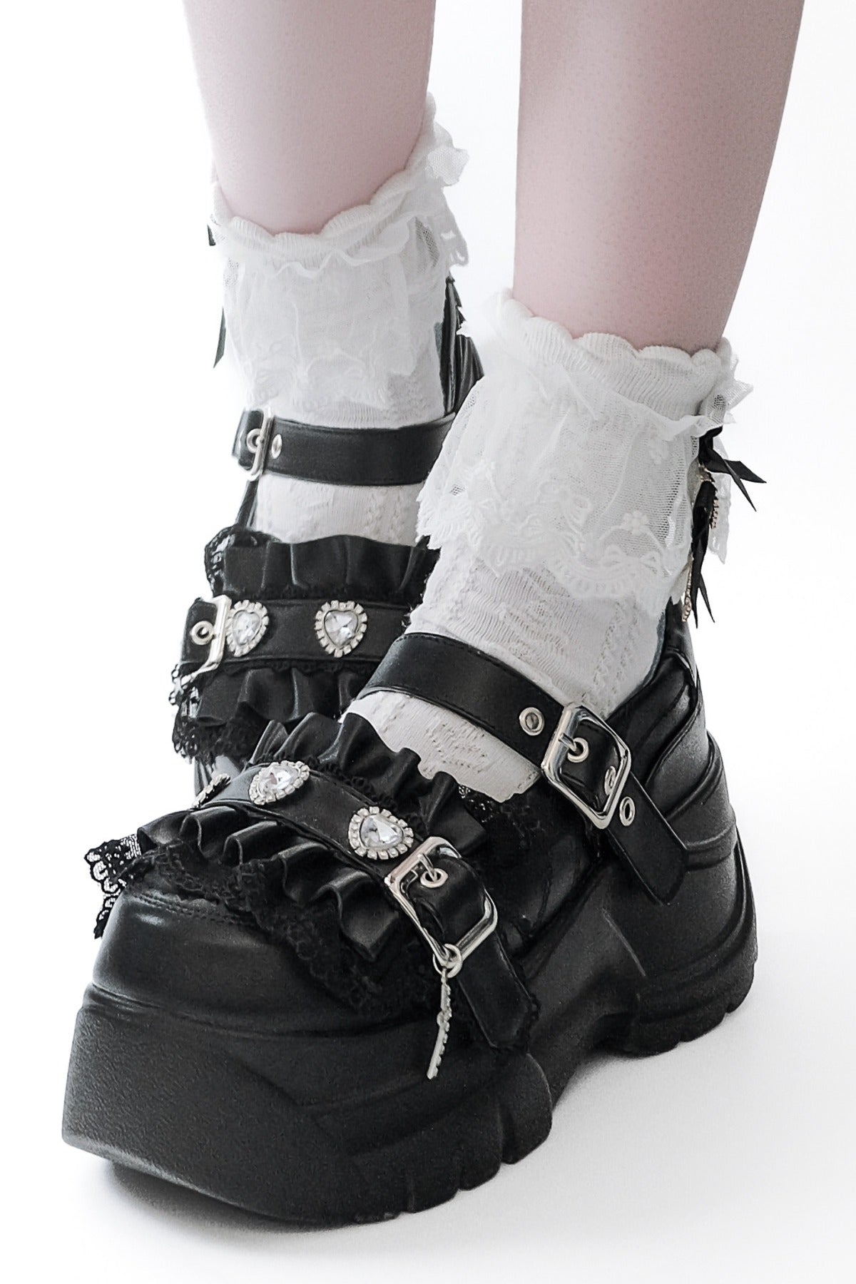 Scarpe con plateau e fibbia arricciata