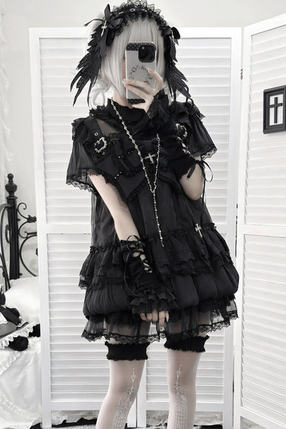 Ensemble robe à lacets croisés et boutons floraux