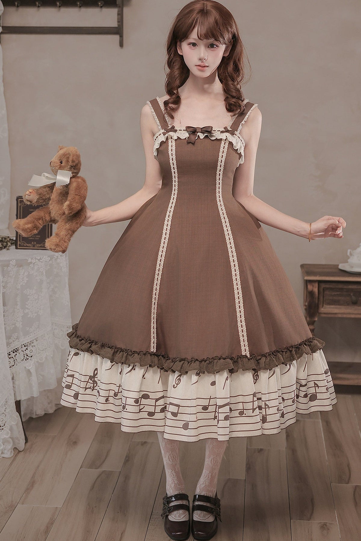 Bedrucktes Rüschenkleid- und Hemd-Set