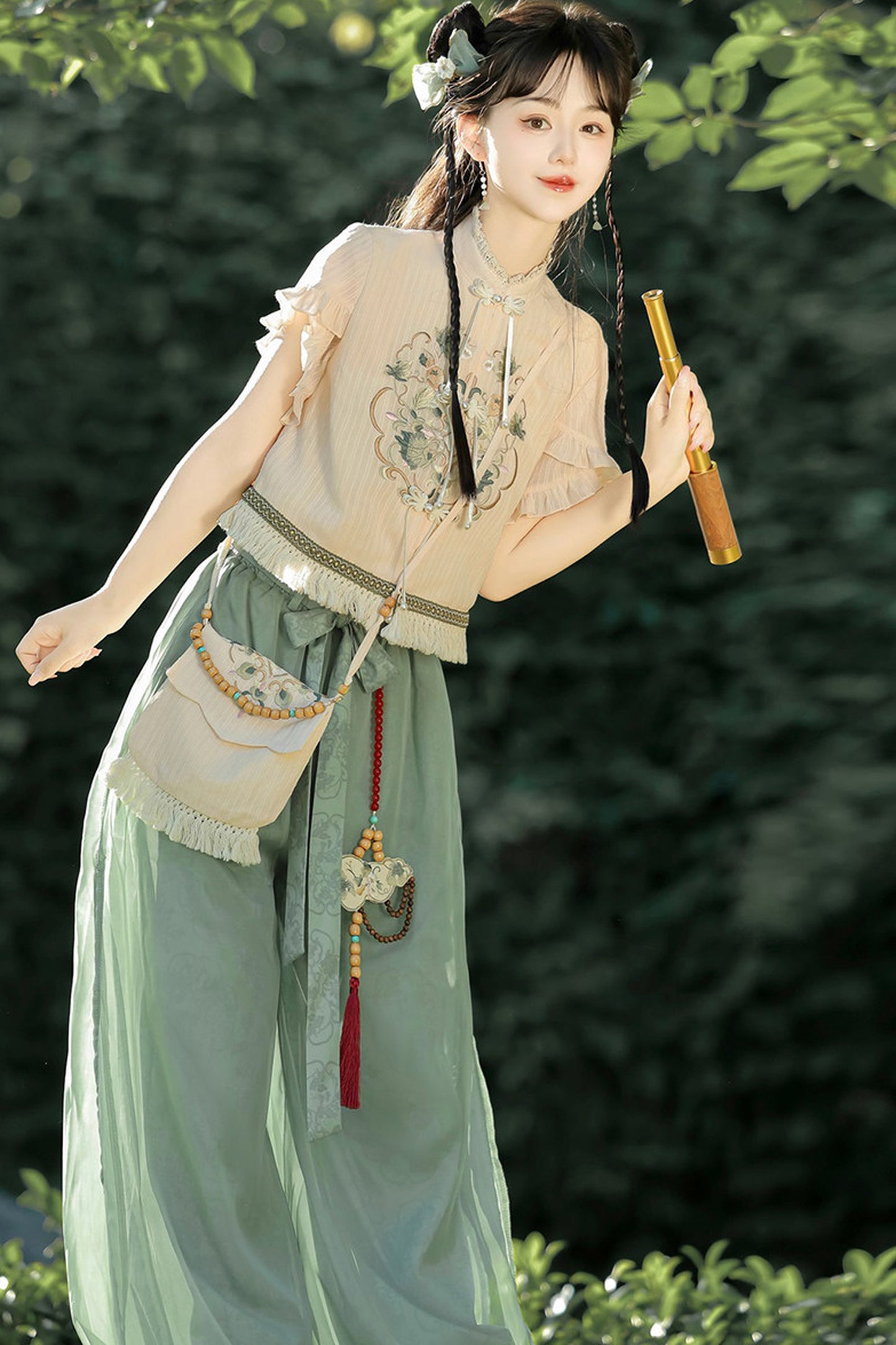 Chinese-Style Top & Balloon Pants Set-Up