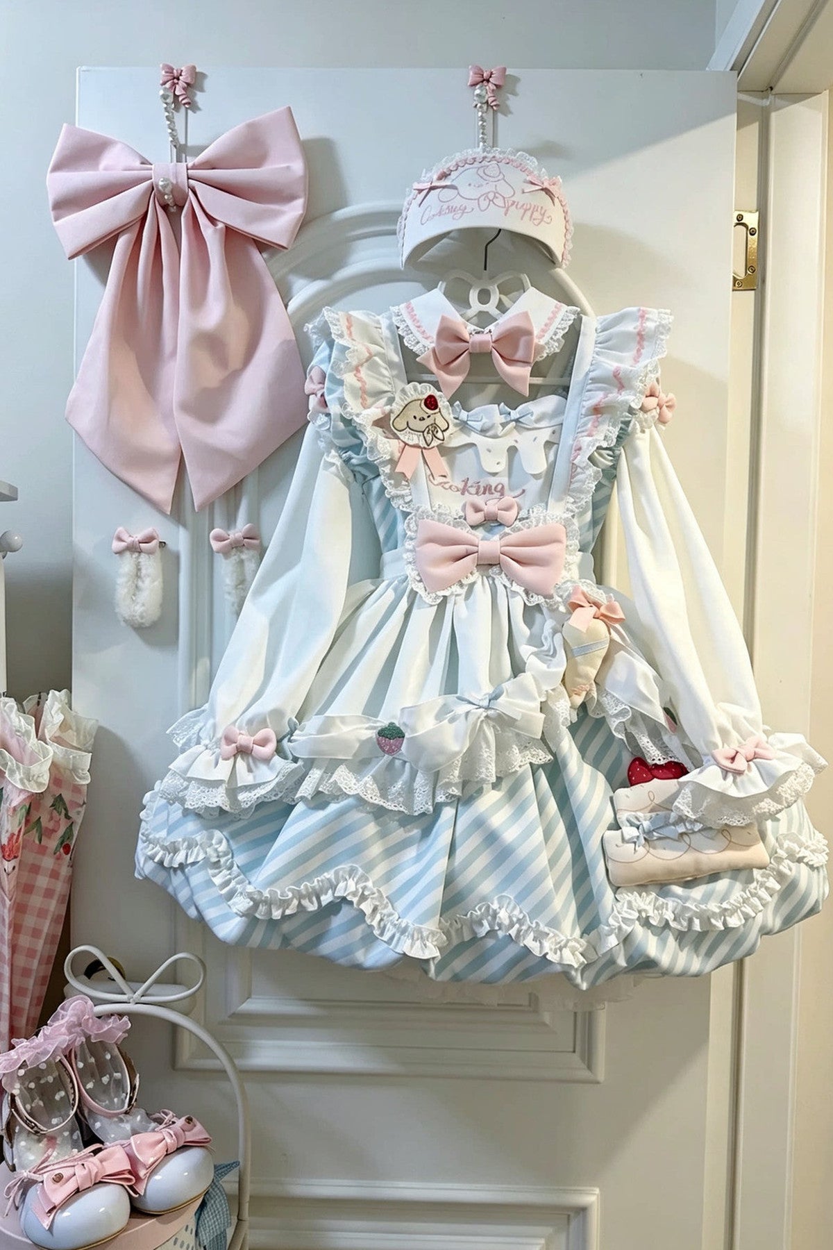 Ensemble robe Lolita à fleurs et chien