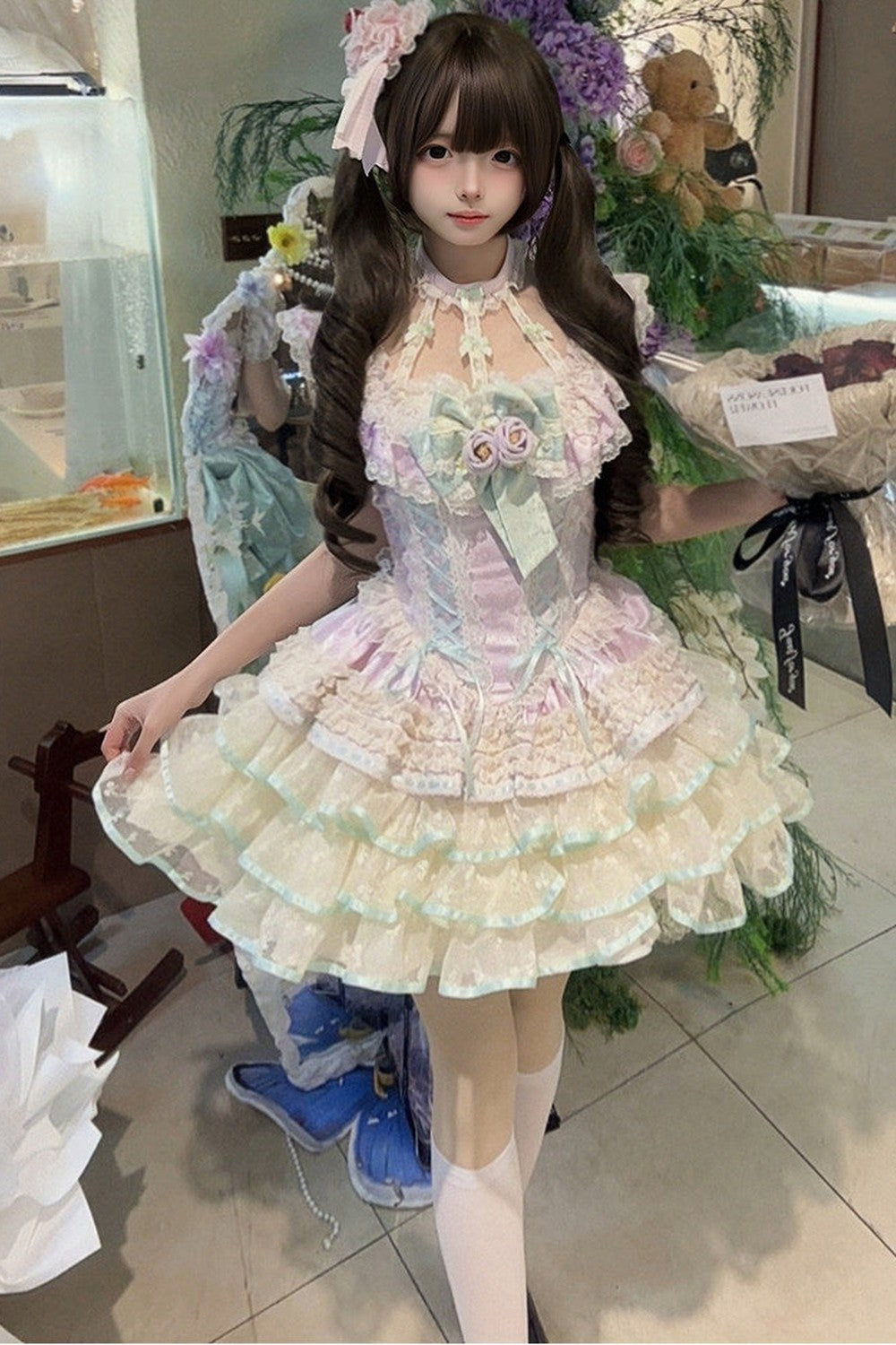 [Pre-order] Rose Ribbon Fairy Princess Dress + Accessories