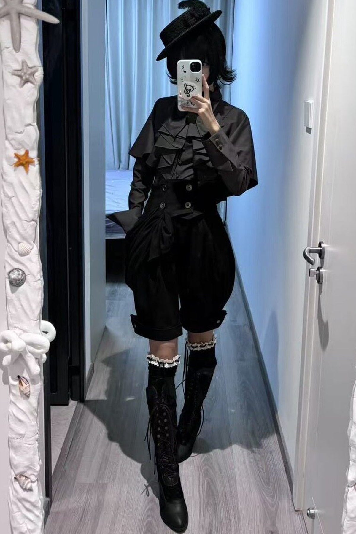 Gothic Long-Sleeved Shawl Shirt