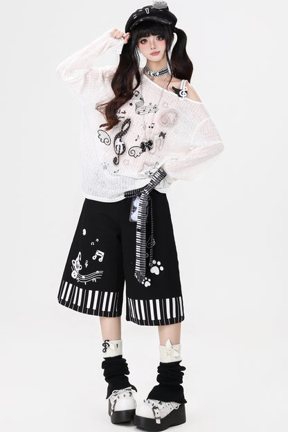 Musical-Off-Shoulder-Oberteil