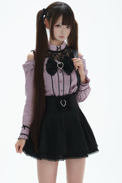Japanese Lace Tencel Shirt And Skirt Set