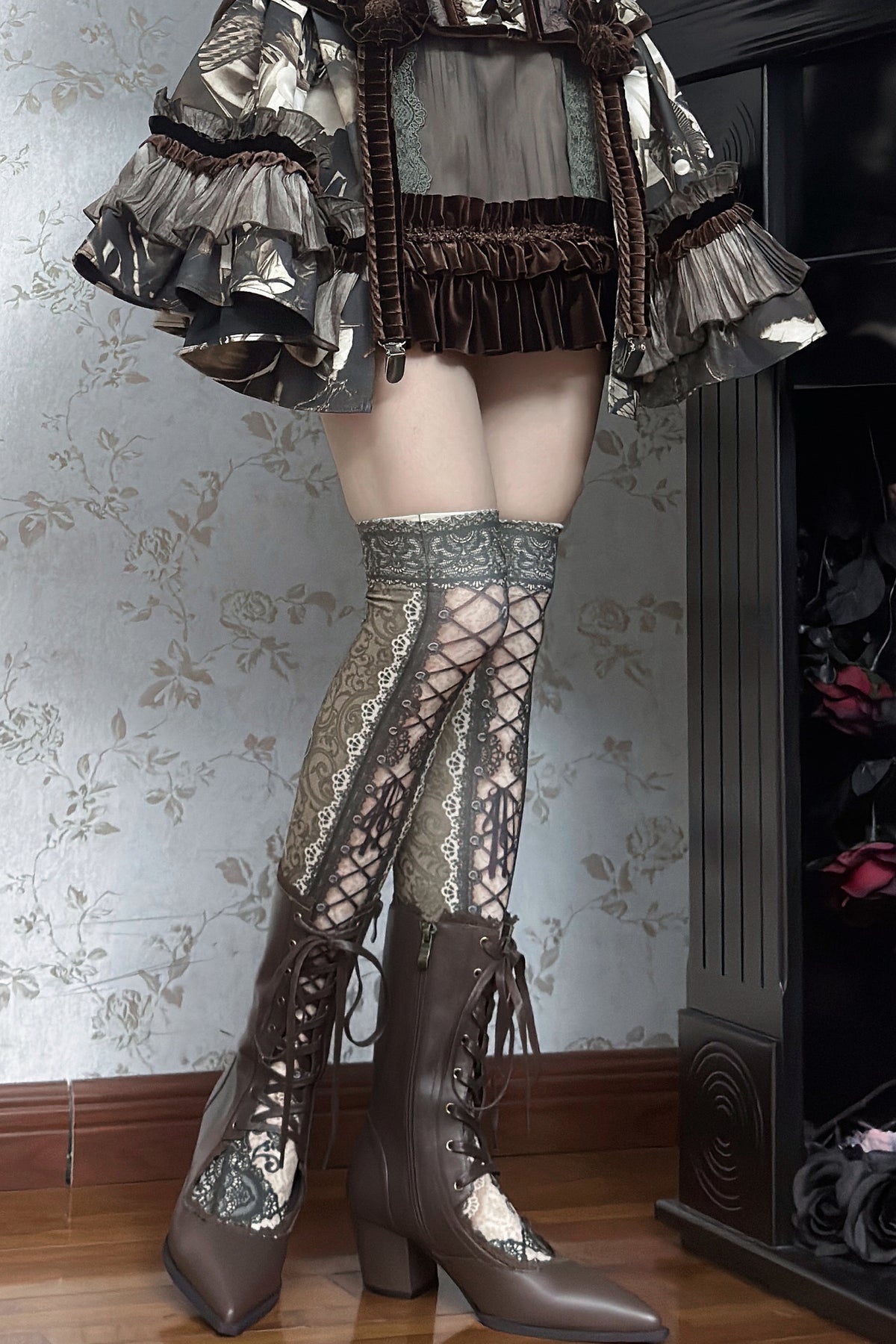 Gothic Pointed Toe Cut Out Boot Heels