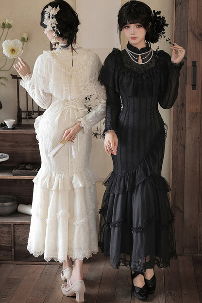Embroidered Fishtail Qipao Dress