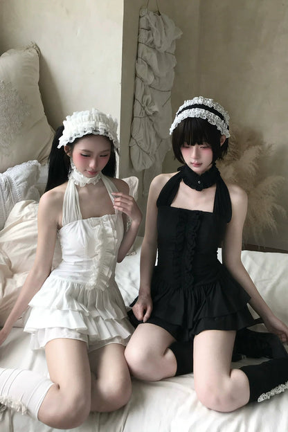 Gothic Bow Strapless Dress+Accessory