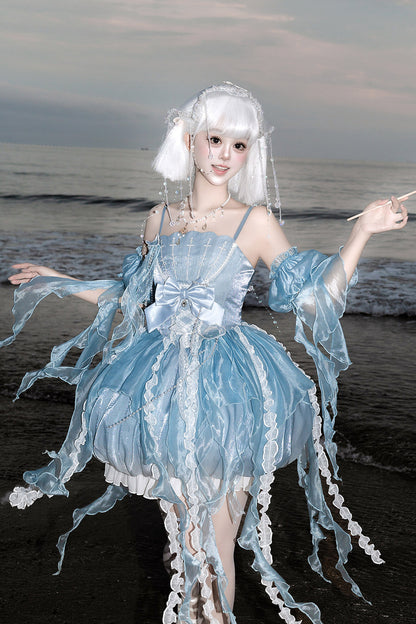 Fantasy Jellyfish Suspender Dress With Sleeves Set