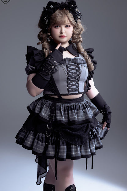 ミッドナイト小悪魔チェックアイドルロリータドレス