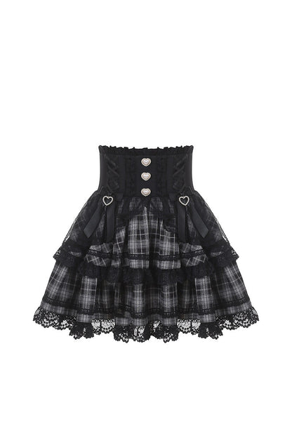 Plaid Ruffle Shirt and Skirt Set-Up
