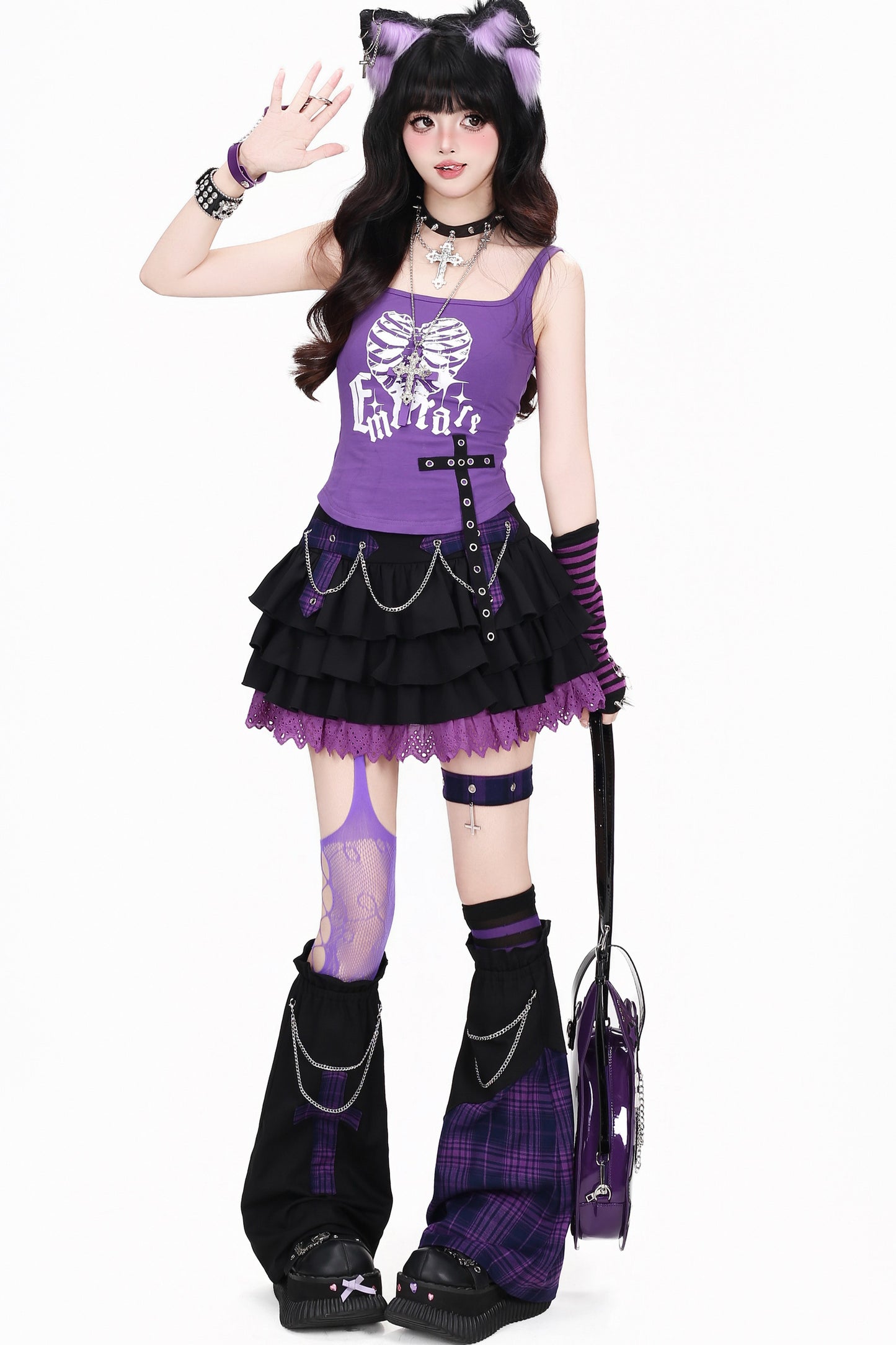 Cross Dark Kawaii Punk Skirt + Leg Warmers