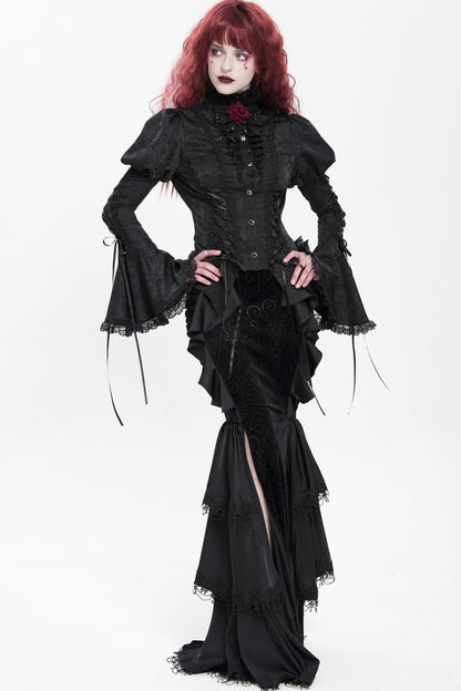 Chemise gothique à laçage et manches princesse
