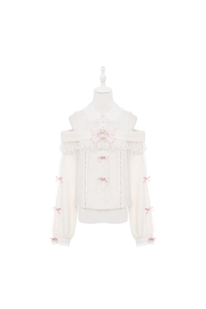 Snow Rabbit Plush Lace Coat, Top and Skirt Set-Up