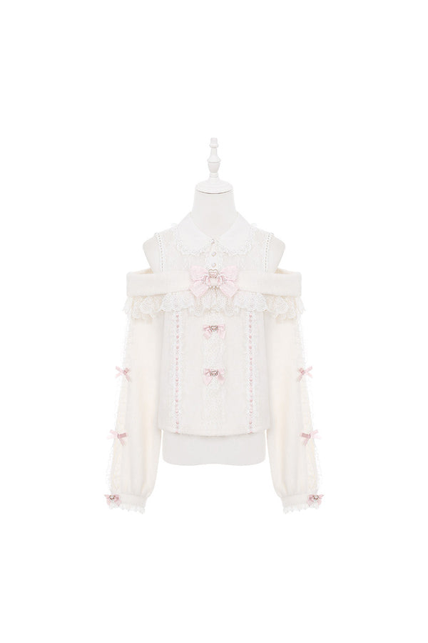Snow Rabbit Plush Lace Coat, Top and Skirt Set-Up
