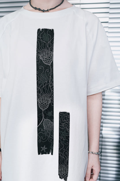 深海モチーフモノトーンオーバーTシャツ