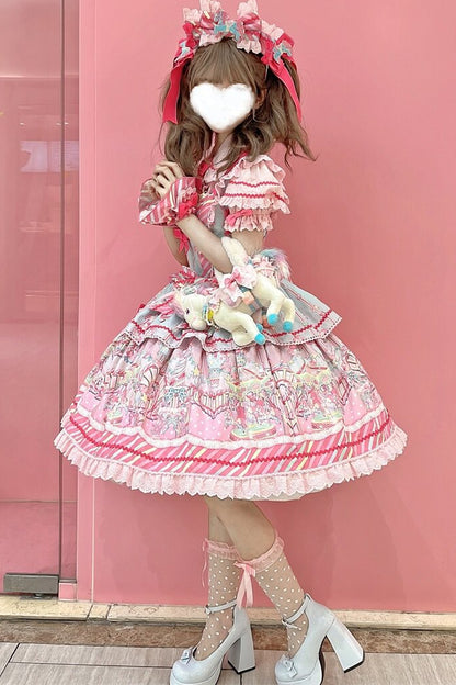 Amusement Park Jsk Suspender Dress and Shirt Set-Up